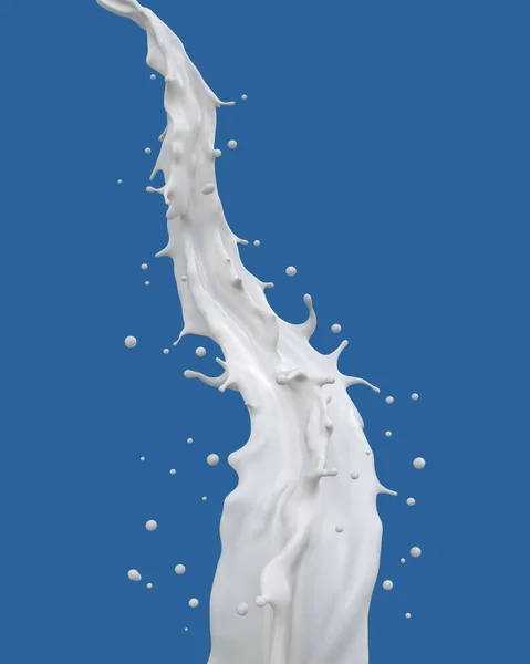 Mjölkstänk Isolerad Blå Bakgrund Vätska Eller Yoghurt Stänk Inkludera Klippning — Stockfoto