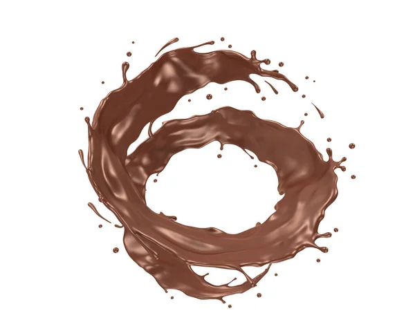 Salpicadura Chocolate Desde Arriba Con Ruta Recorte Renderizado —  Fotos de Stock