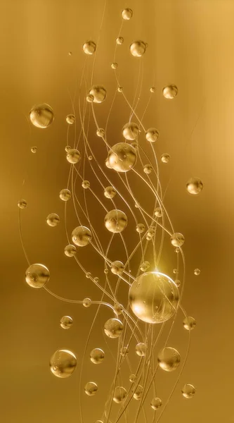 Abstrakte Goldpartikel Molekulare Struktur Abstrakter Hintergrund Rendering — Stockfoto