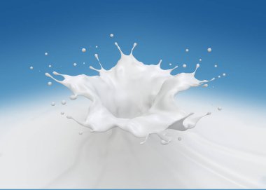 Süt kaplaması kırpma yolu ile sıçramış, 3 boyutlu görüntüleme.