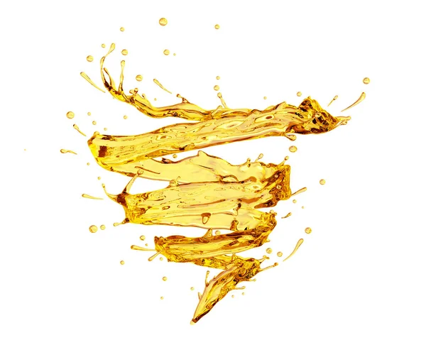 Olive Engine Oil Splash Spiral Shape Isolated White Background Rendering — Stock Photo, Image