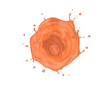 Kesme yolu olan sütlü çay serpintisi, 3 boyutlu görüntüleme.