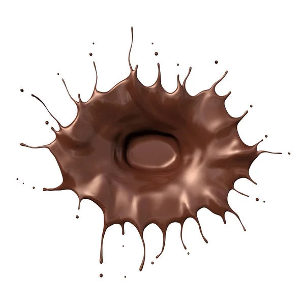 Renderelés Folyékony Csokoládé Korona Fröccsenés Felülről Nézve Vágási Útvonal — Stock Fotó