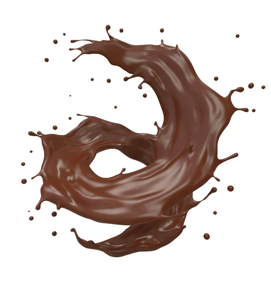 Coklat Cair Atau Coklat Berputar Percikan Dengan Clipping Path Rendering — Stok Foto