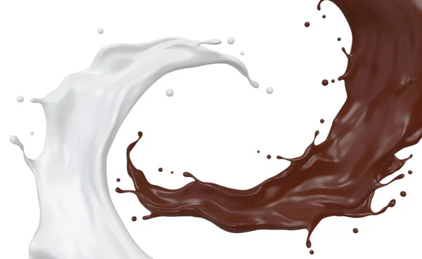 Folyékony Csokoládé Tej Whirl Fröccsenés Vágási Útvonal Renderelés — Stock Fotó