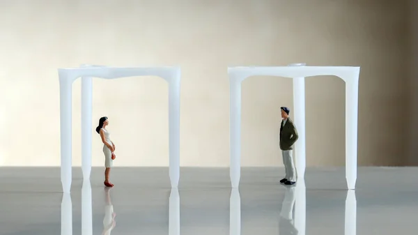 Minyatür Adamla Minyatür Kadını Ayırın — Stok fotoğraf