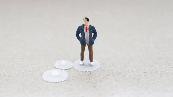 Miniature Man Standing Springs — Stock Photo, Image