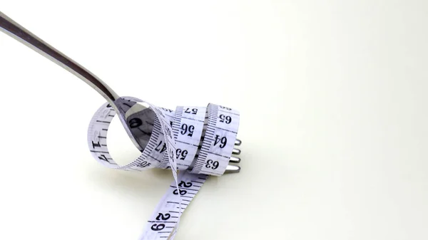 Tape Measure Being Rolled Fork — Stock Photo, Image