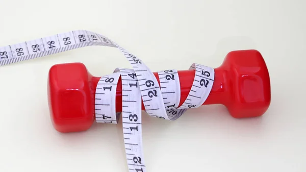 Red Dumbbell Tape Measure — Stock Photo, Image