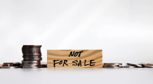 Sale Campaign Coins Block Wood — Stock Photo, Image