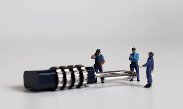 Uma Combinação Bloqueio Pessoas Miniatura — Fotografia de Stock