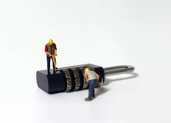 Combinação Bloqueio Pessoas Miniatura — Fotografia de Stock