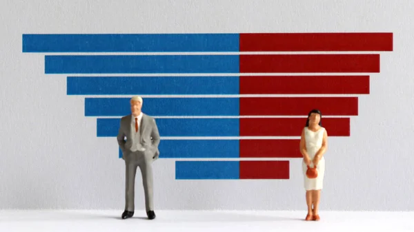 Gráficos Barras Gente Miniatura Diferencia Género Diferencias Salariales Empresa — Foto de Stock
