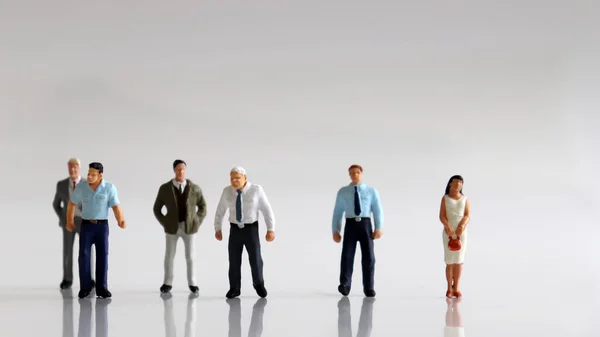 Conceito Discriminação Gênero Recrutamento Emprego Empresas Uma Variedade Pessoas Miniatura — Fotografia de Stock