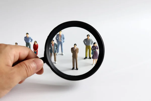 Magnifier Miniature People — Stock Photo, Image