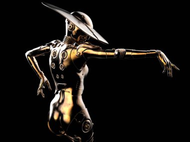 3D çizim. Şık cyborg kadın.