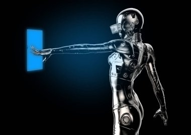 3D çizim. Şık cyborg kadın.