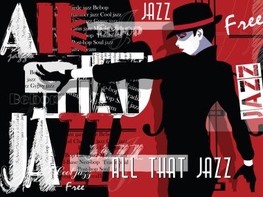 Caz müzik, afiş arka plan şablonu.