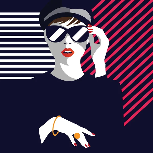 Fashion vrouw in stijl pop art. — Stockvector