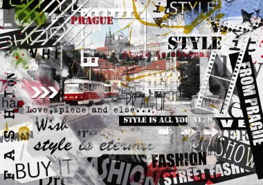 Prag Kalesi ile Vintage illüstrasyon
