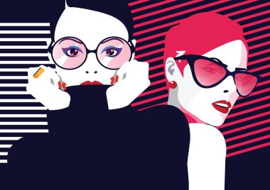 Moda ve şık kadın tarzı pop sanat.