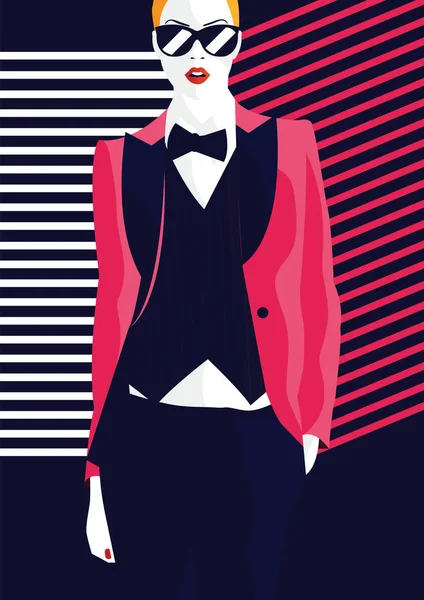 Fashion and stylish woman in style pop art. — Stock Vector