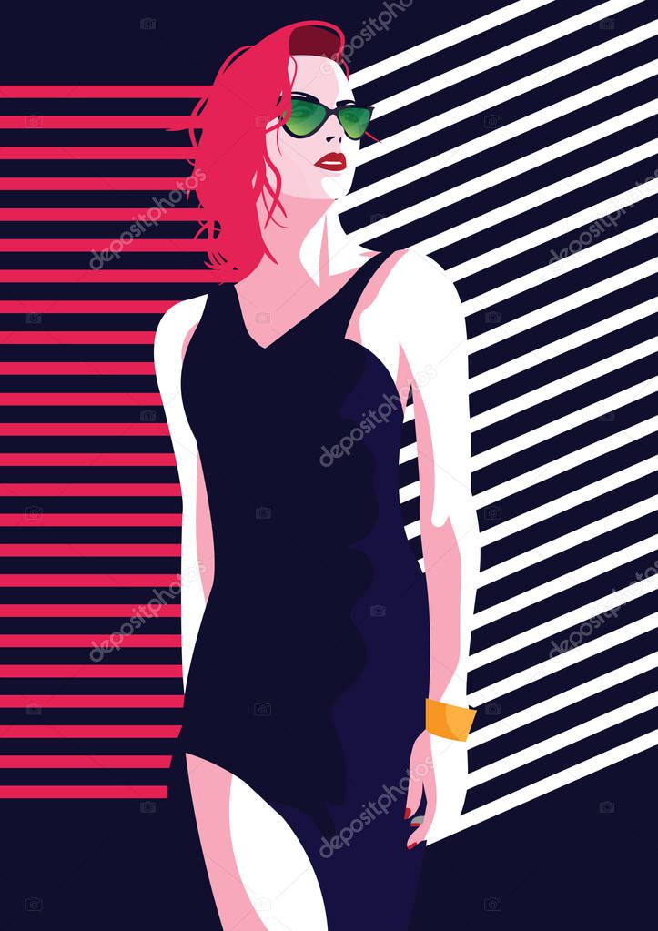 Fashion and stylish woman in style pop art.