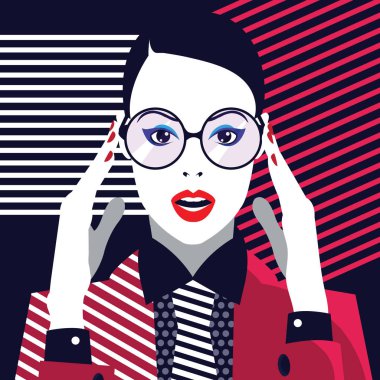 Moda ve şık kadın tarzı pop sanat.