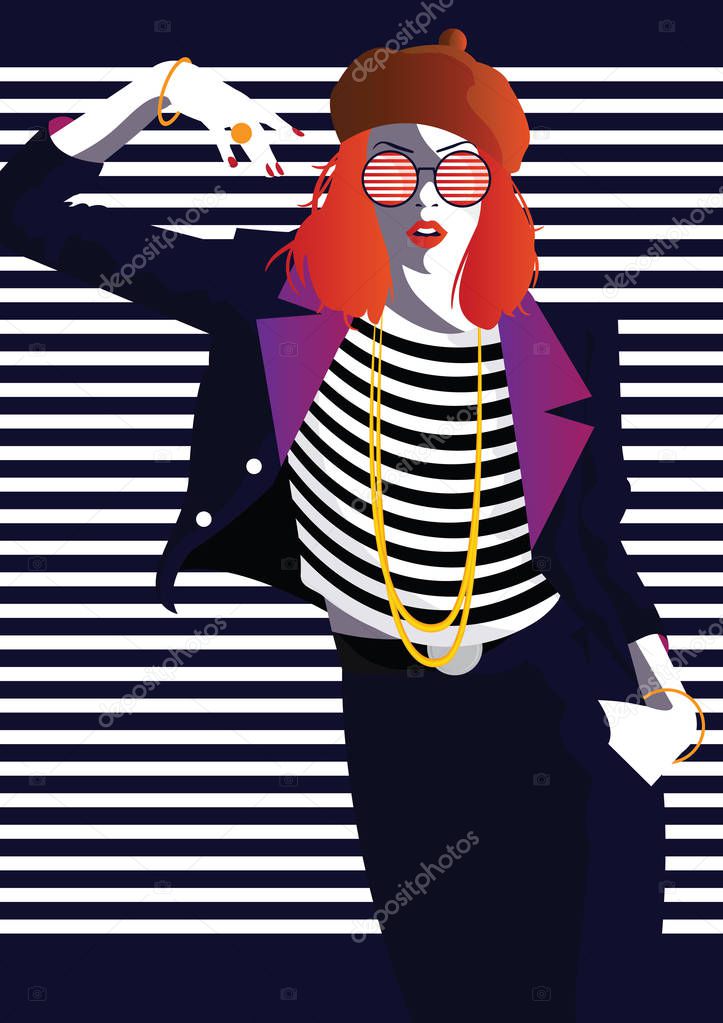 Fashion woman in style pop art. Fashion art