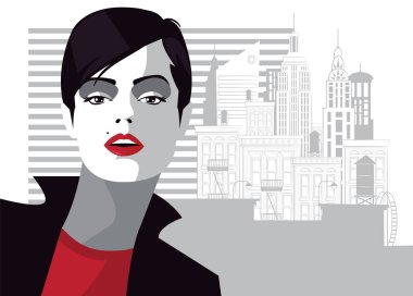 Popüler sanatta moda kadını. Vektör illüstrasyonu