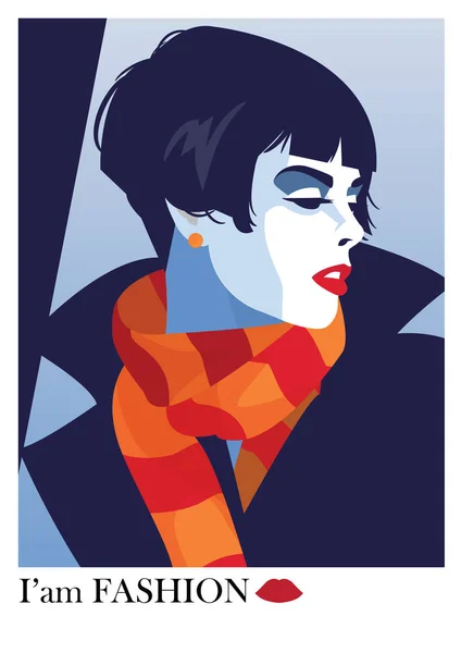 Fashion woman in style Pop art. Ilustrasi vektor - Stok Vektor