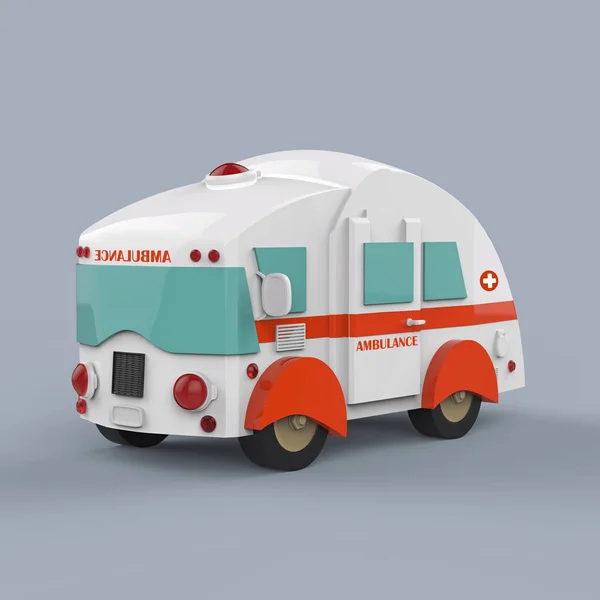 Ambulans otobüs gri arka plan üzerinde. 3D render — Stok fotoğraf