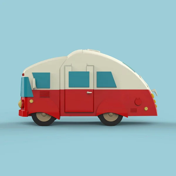 Coches de camping vintage para toda la familia. 3d renderizar — Foto de Stock