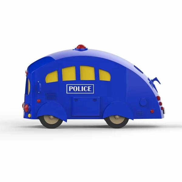 Autobus blu della polizia su sfondo bianco. rendering 3d — Foto Stock