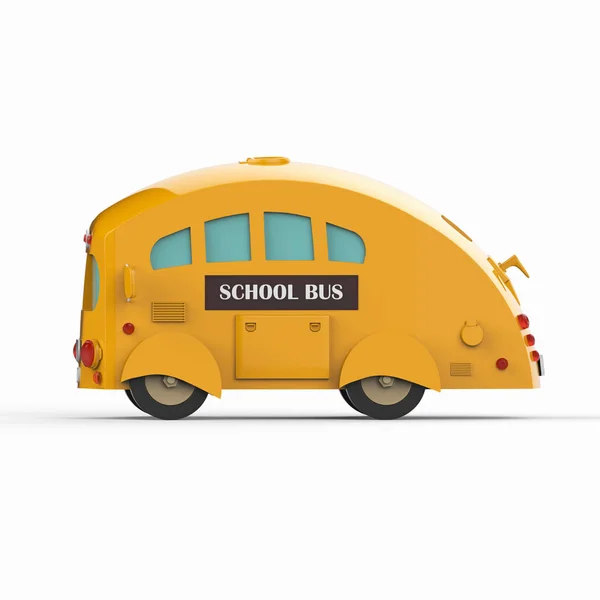 Scuolabus giallo su sfondo bianco. rendering 3d — Foto Stock