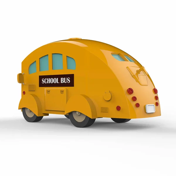Жовтий шкільний автобус на білому тлі. 3d візуалізація — стокове фото