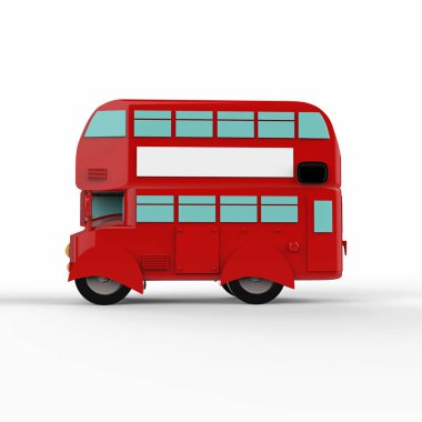 Moda Londra doubledecker kırmızı otobüs. 3D render