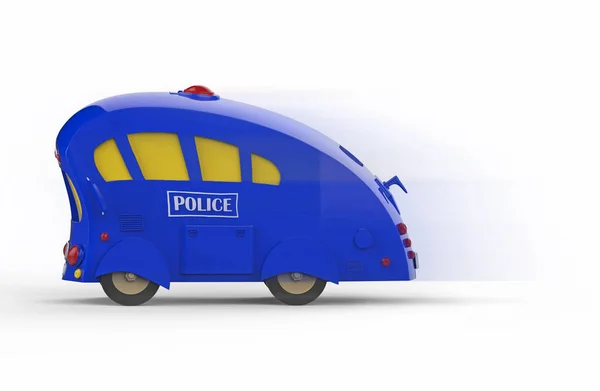 Autobus blu della polizia su sfondo bianco. rendering 3d — Foto Stock