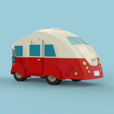 Tüm aile için vintage kamp araba. 3D render