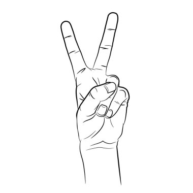 Kontur el, İki parmak, çizim kroki tarzı