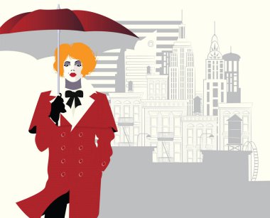 Popüler sanatta moda kadını. Vektör illüstrasyonu
