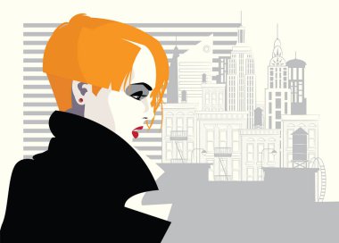 Popüler sanatta moda kadını. Vektör illüstrasyonu