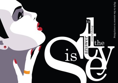 Moda kadınıyla moda alıntısı. Vektör illüstrasyonu