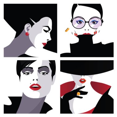 Grup portreleri moda kadın tarzı pop sanat.
