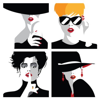 Grup portreleri moda kadın tarzı pop sanat.