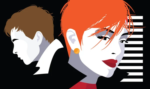 Mode-Illustration im Stil der Pop Art. Frau und Mann — Stockvektor