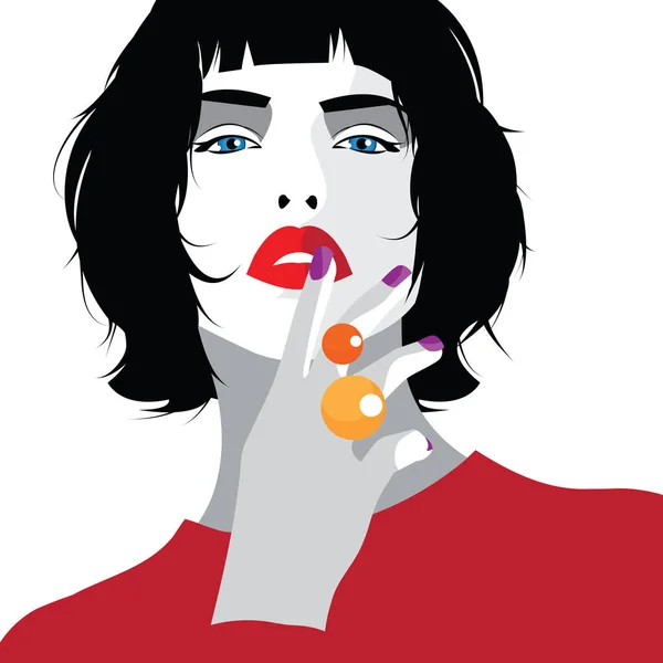 Donna di moda in stile Pop art. Arte della moda. — Vettoriale Stock