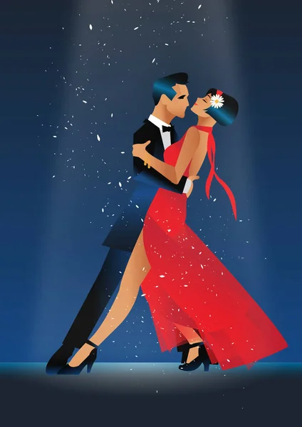 Cartel de Tango de la década de 1920. Pareja elegante bailando tango. Estilo retro —  Fotos de Stock