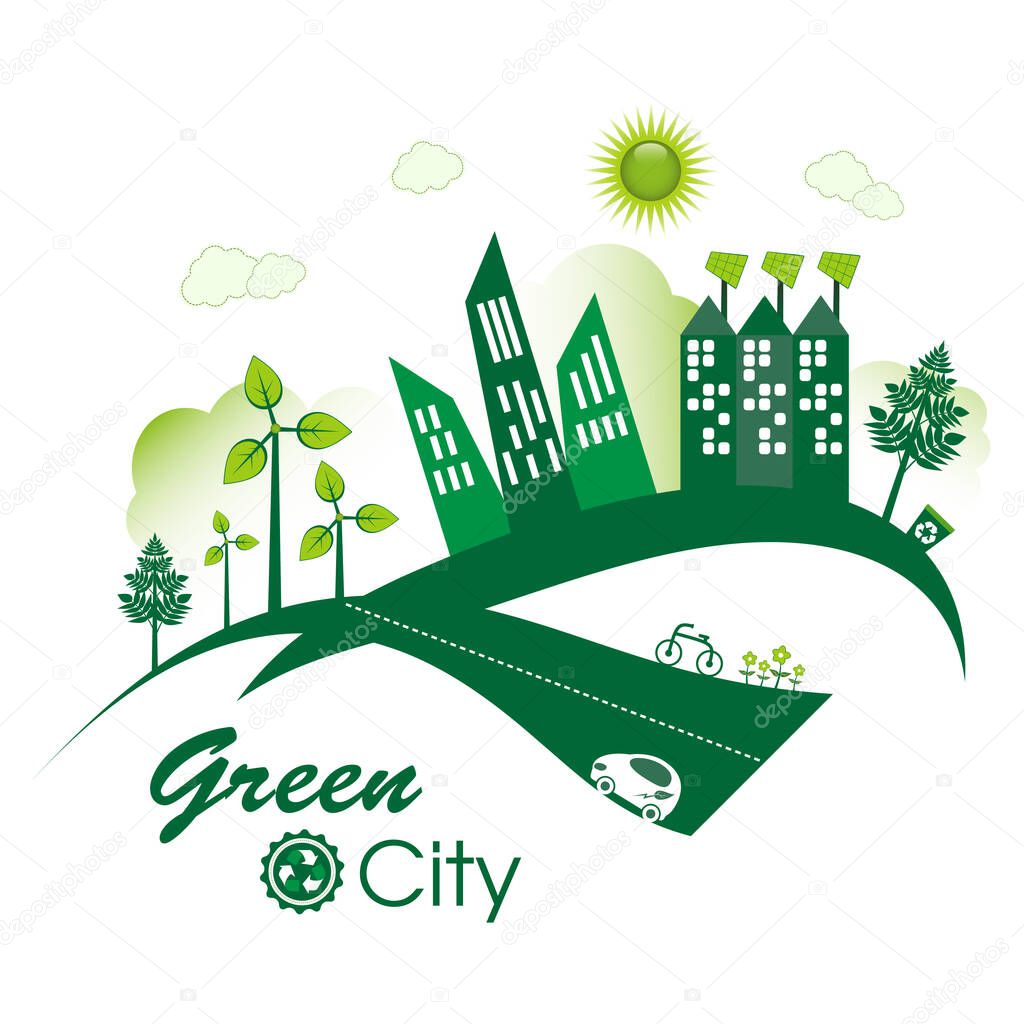Green Eco-City living concept.