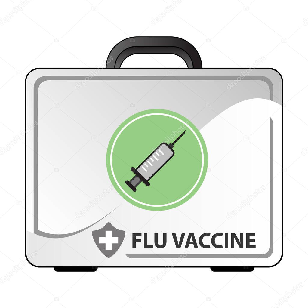 A suitcase containing flu influenza vaccine supplies.